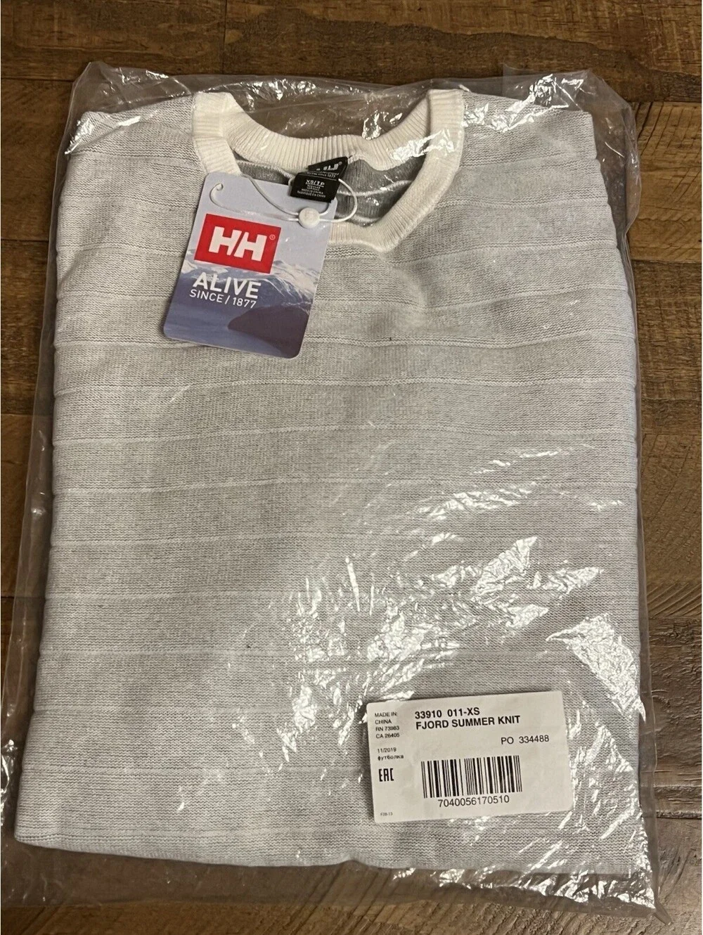 Helly Hansen Men’s Fjord Summer Knit Long Sleeve Cotton Shirt Size XS Off White